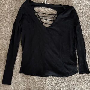 Women’s Long Sleeved Hollowed Out Black Express One Eleven Shirt Size Small